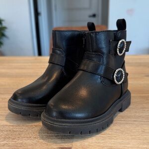 Cat & Jack Black Buckle Boots